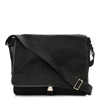 Prada Tessuto Nylon Saffiano Logo Messenger Bag Black 1 of 11