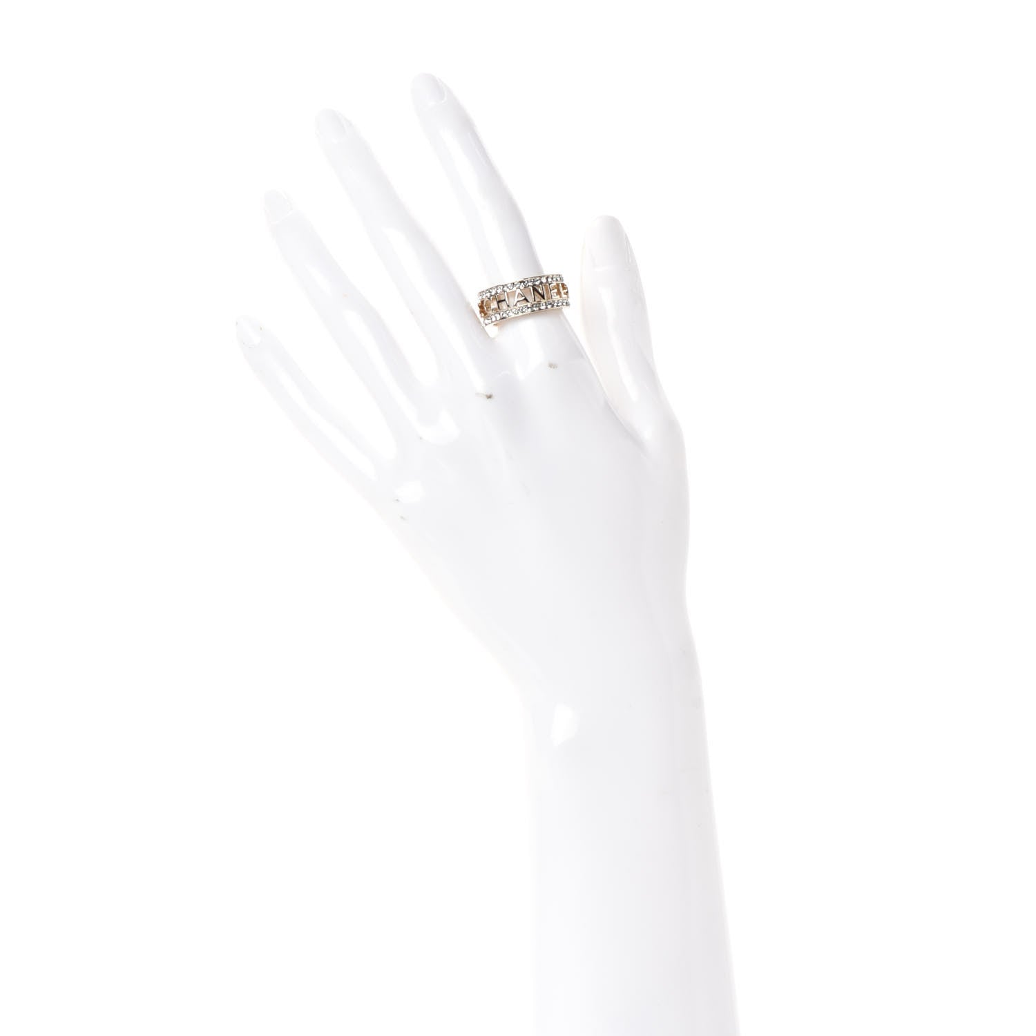 Chanel Metal Crystal Bow-tiful CC Logo Ring 7.25 55 Gold 2 of 6