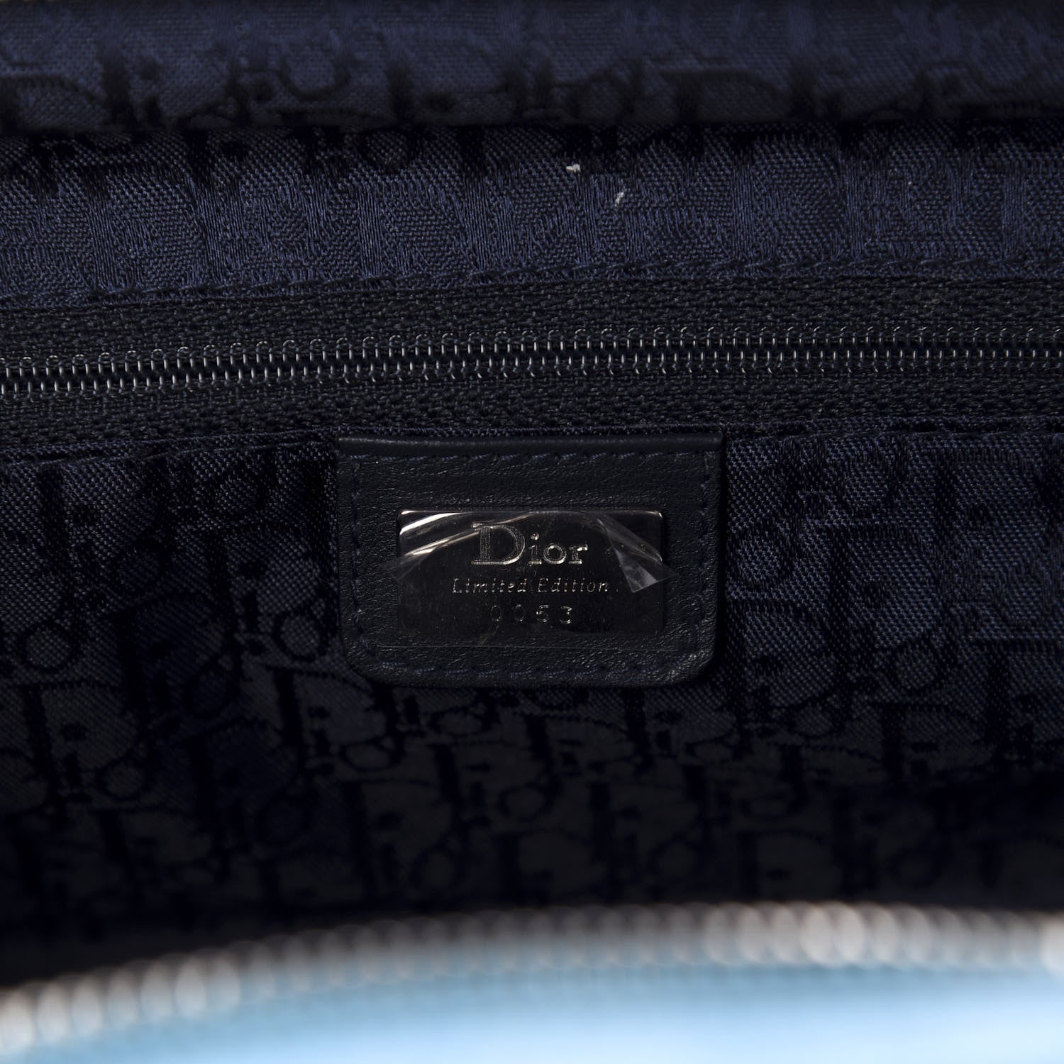 Christian Dior Calfskin Butterfly Pearls Frame Satchel Blue 8 of 13