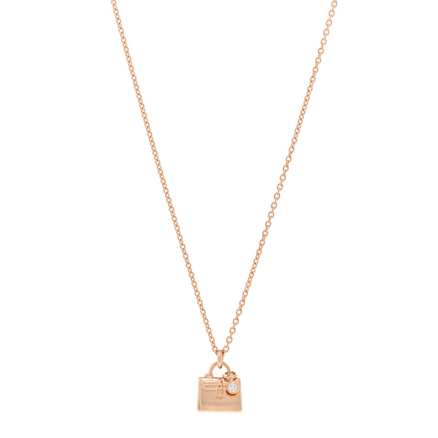18K Rose Gold Diamond Birkin Pendant Necklace