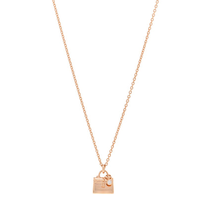 Hermes 18K Rose Gold Diamond Birkin Pendant Necklace 1 of 5