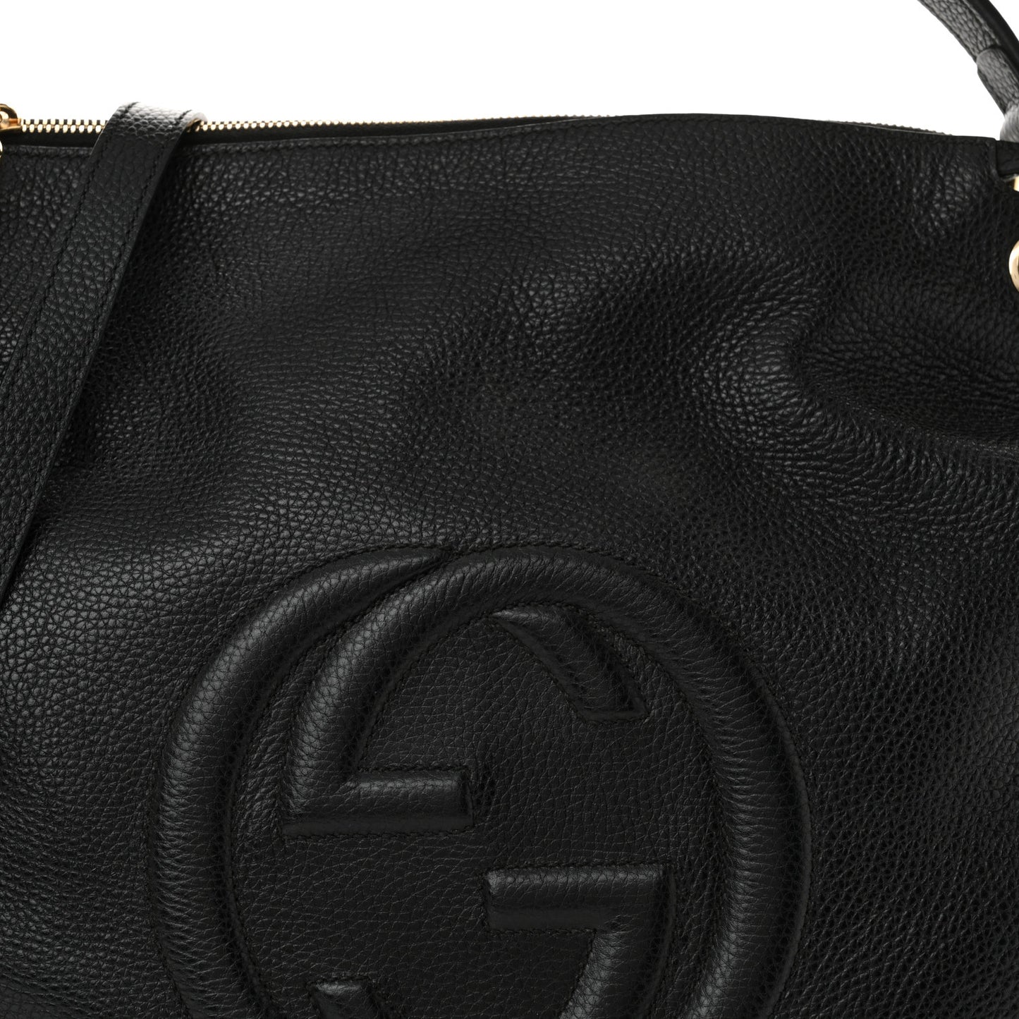 Pebbled Calfskin Large Soho Hobo Black