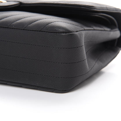 Chanel Caviar Chevron Quilted Medium Double Flap Black 9 of 9
