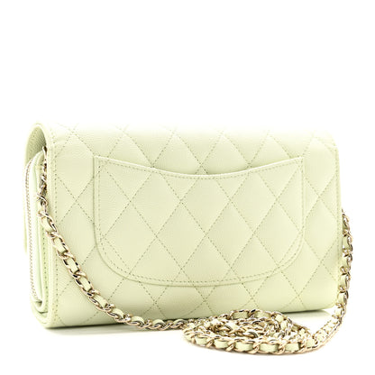 Chanel Caviar Quilted Phone Holder Wallet on Removable Chain Light Green 4 of 12