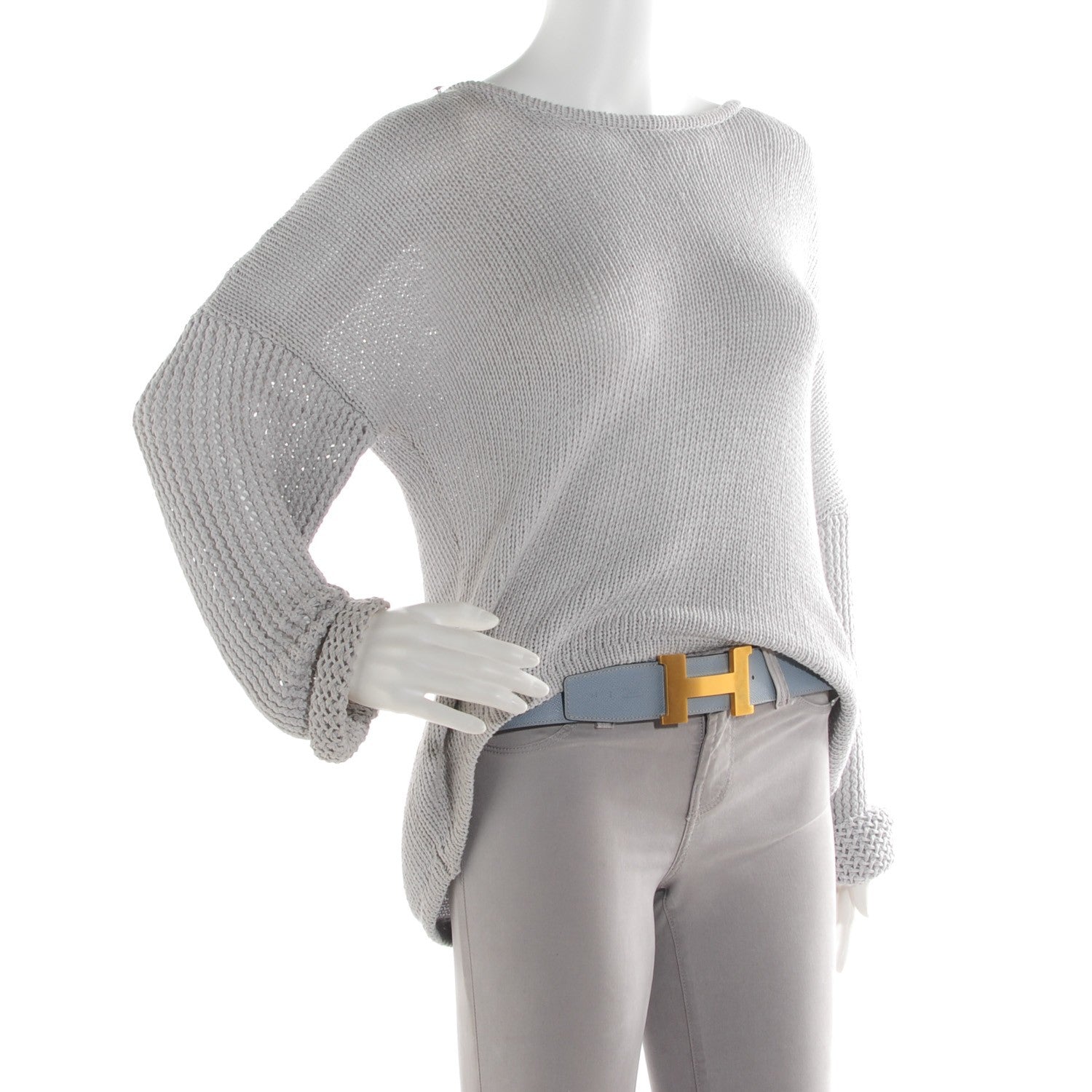 Hermes Epsom 42mm Constance 2 Mens Belt 95 White Bleu Lin 2 of 10