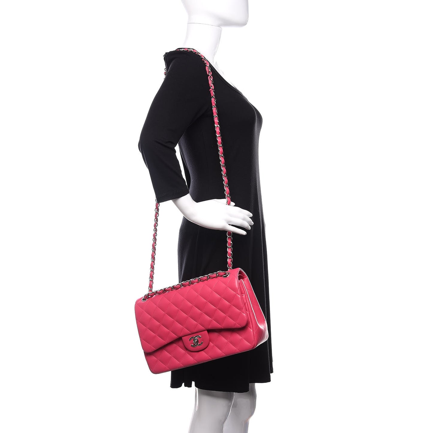 Lambskin Quilted Jumbo Double Flap Dark Pink