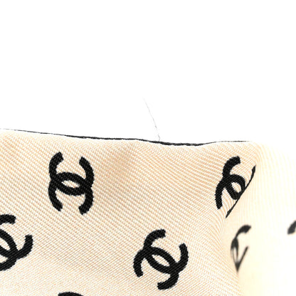 Chanel Silk Pearl CC Chain Slim Bandeau Scarf Dark Grey Blue Ecru 7 of 7