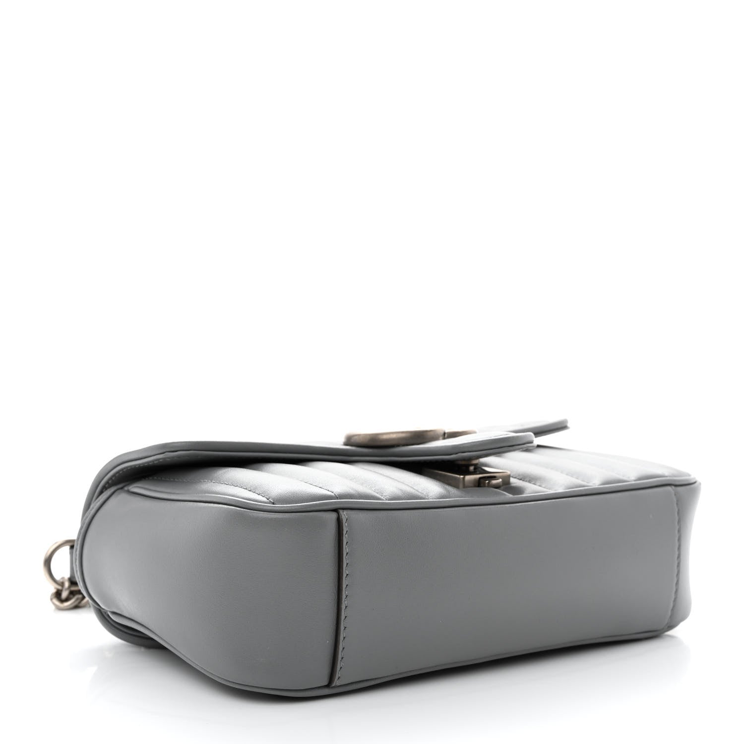 Gucci Calfskin Matelasse Aria Mini GG Marmont Shoulder Bag Deep Grey 4 of 12