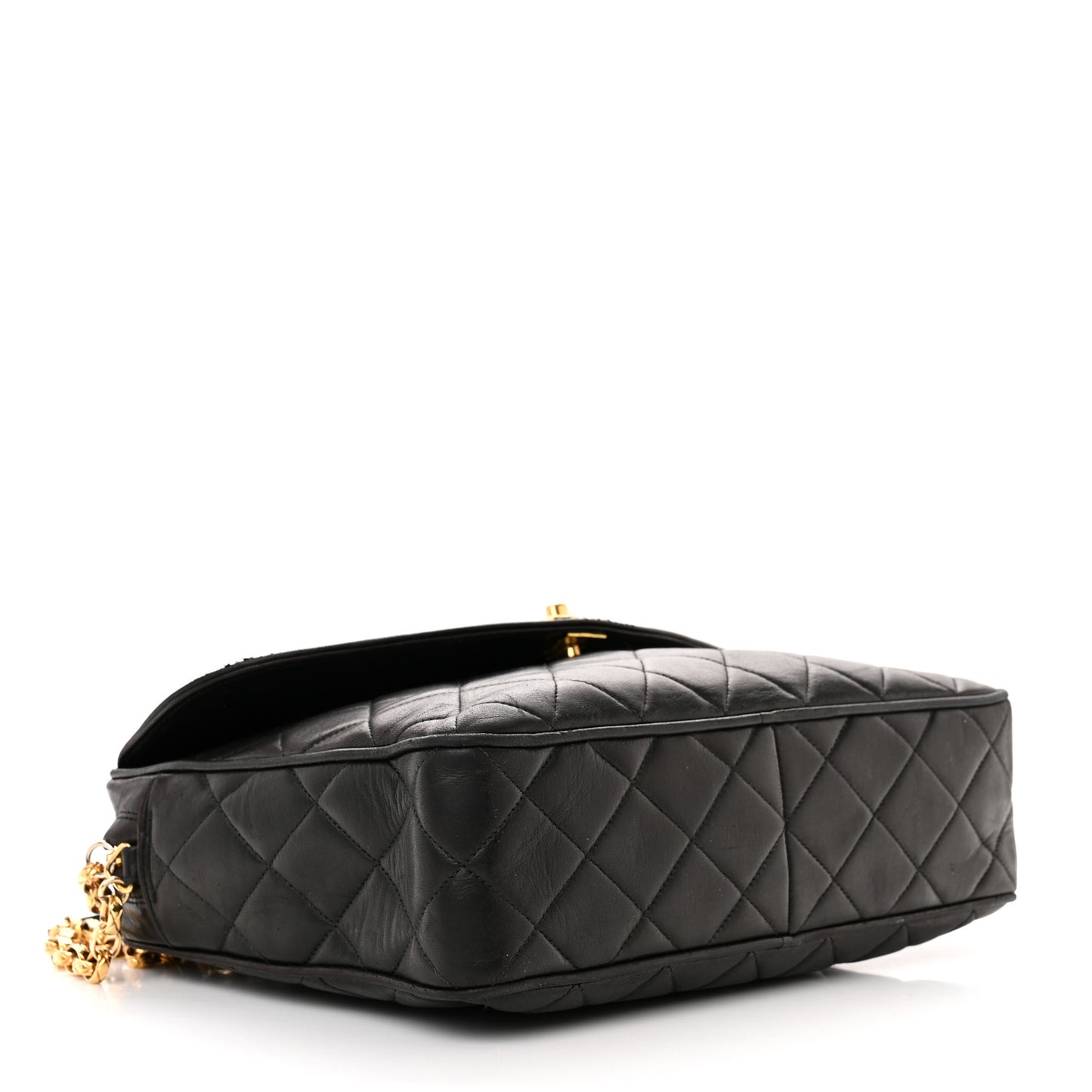 Lambskin Quilted CC Tassel Camera Case Black