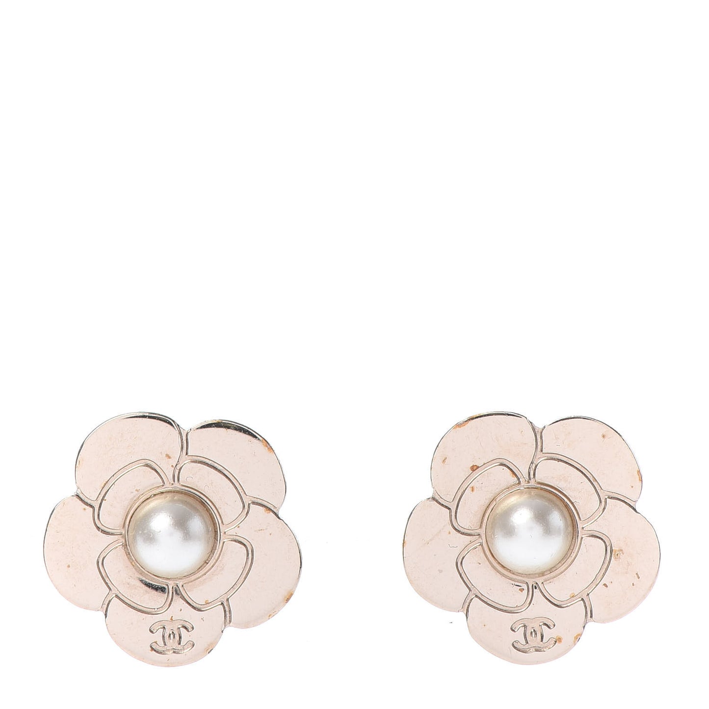 Pearl CC Camellia Earrings Gold
