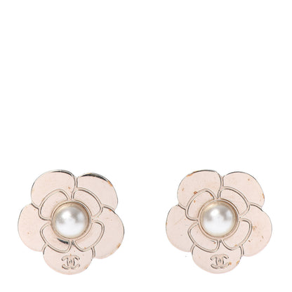 Chanel Pearl CC Camellia Earrings Gold 1 of 5