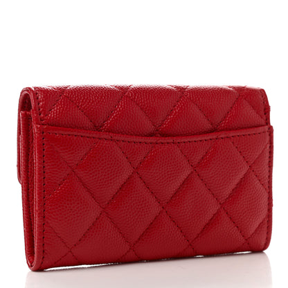 Chanel Caviar Quilted Flap Card Holder Wallet Red 3 of 9