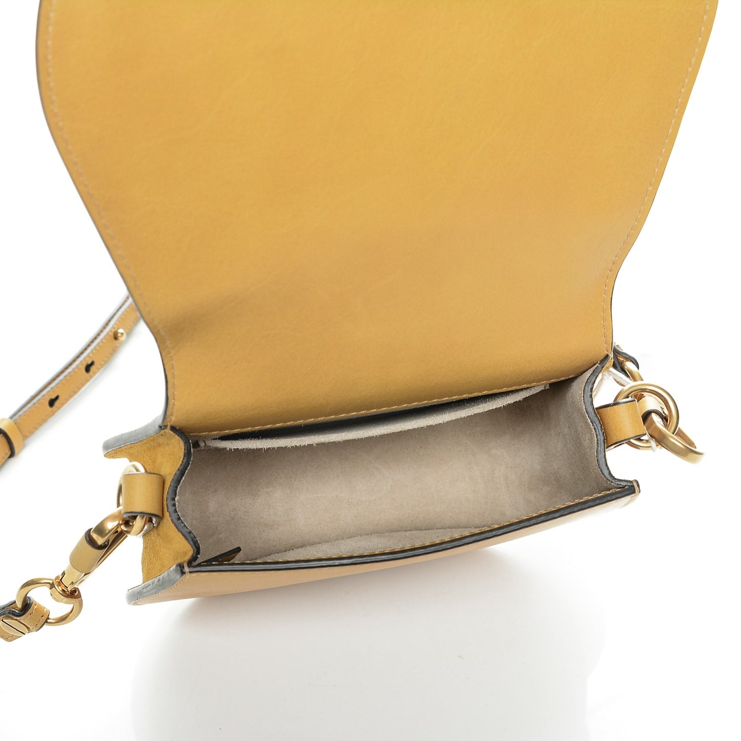 Calfskin Suede Small Nile Bracelet Bag Dusty Yellow