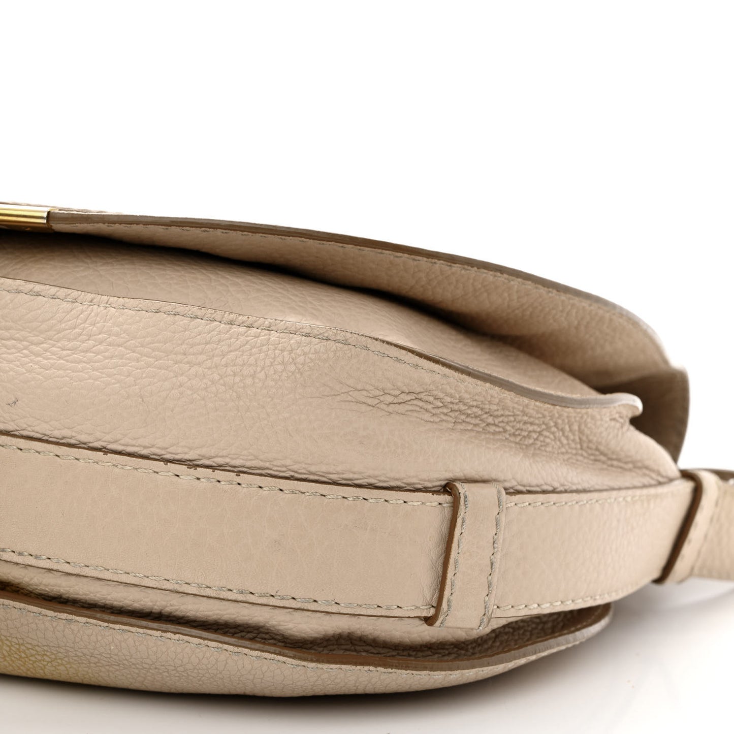 Grained Calfskin Medium Marcie Saddle Bag Beige