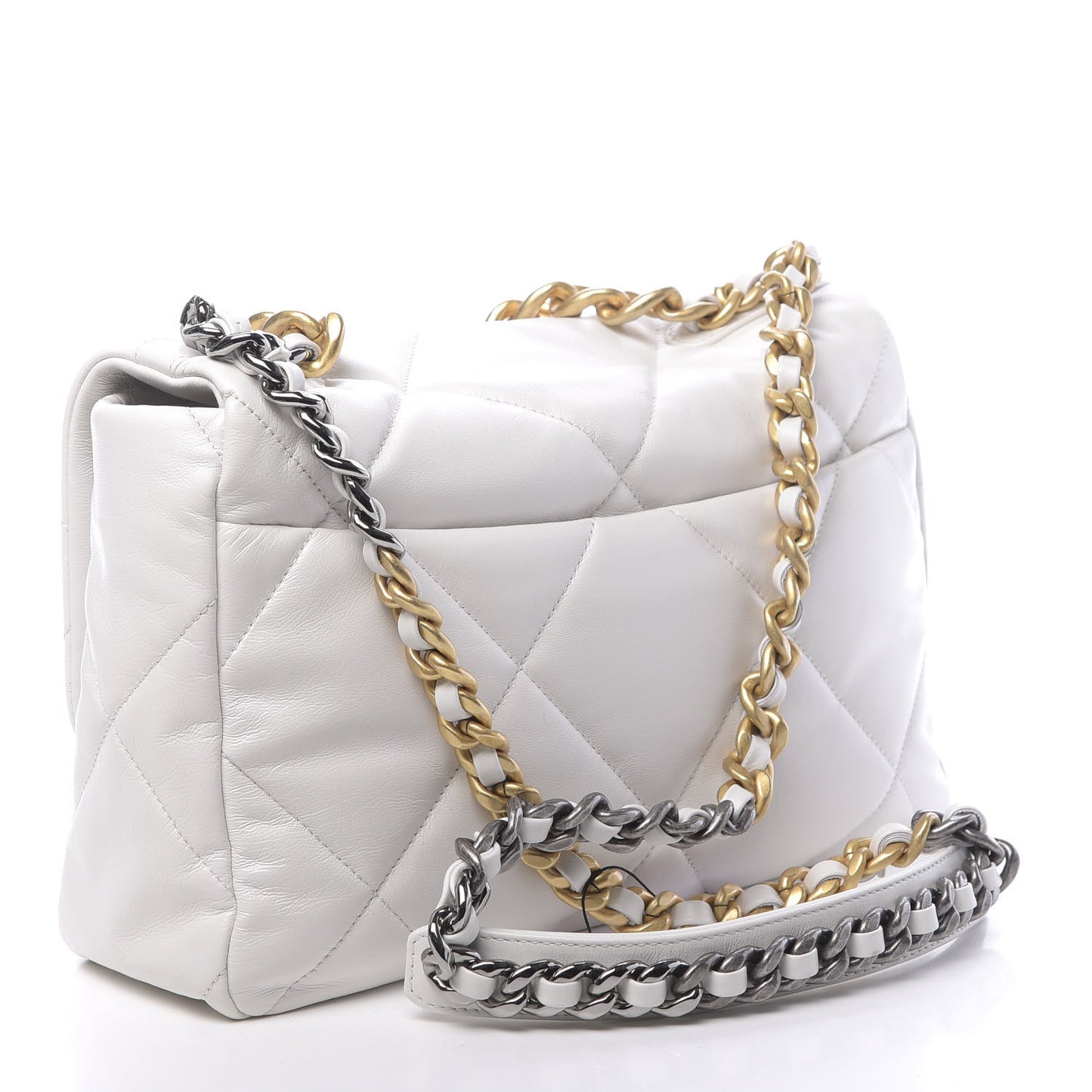 Goatskin Quilted Large 19 Flap White