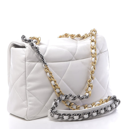 Chanel Goatskin Quilted Large 19 Flap White 3 of 10