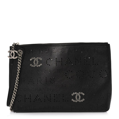 Chanel Calfskin Eyelets Clutch Black 1 of 11