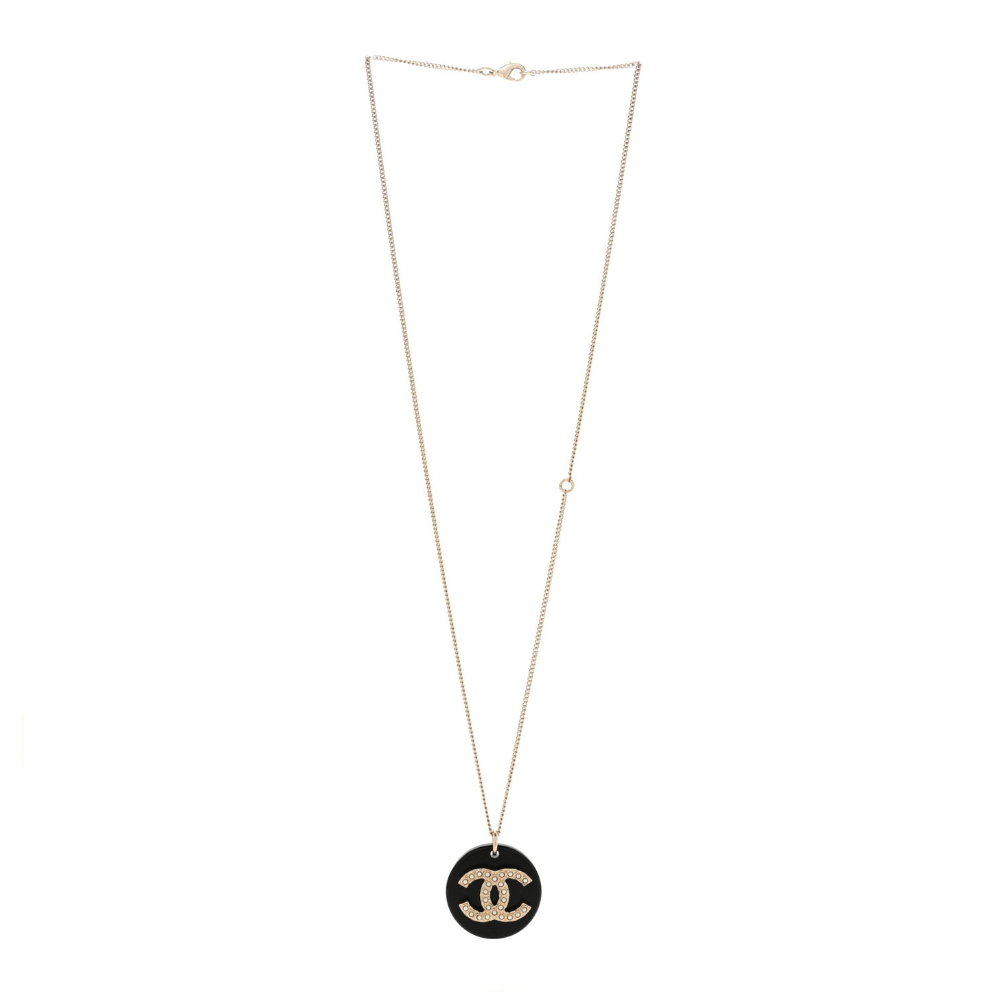 Pearl Resin CC Pendant Necklace Gold Black
