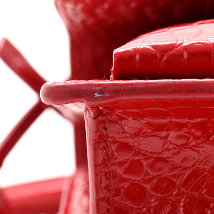 Saint Laurent Calfskin Crocodile Embossed Medium Monogram Sunset Rouge Eros 10 of 11