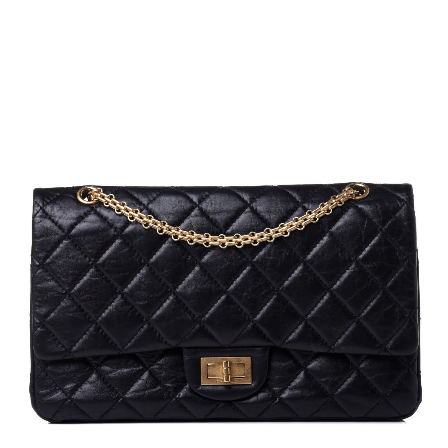 Aged Calfskin Quilted 2.55 Reissue 227 Flap Black
