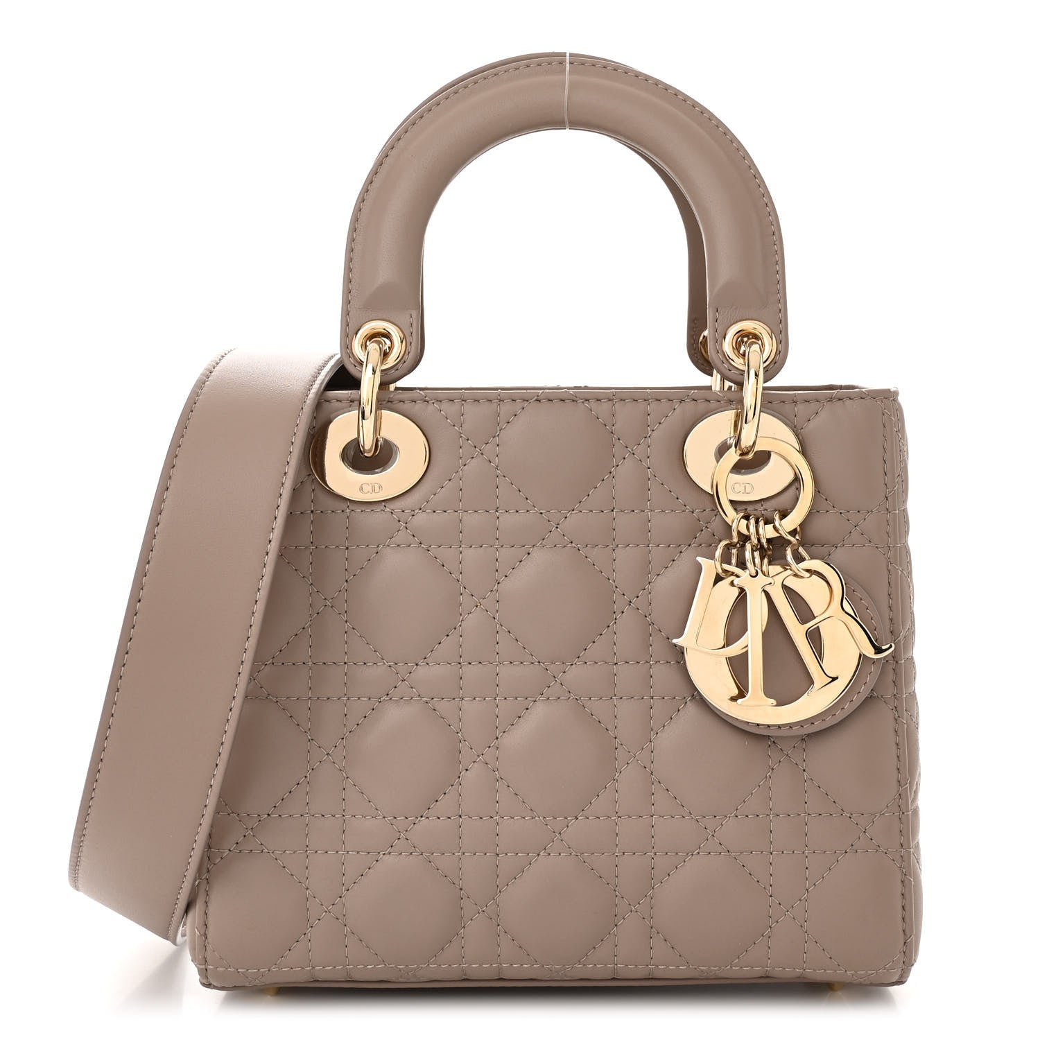 Christian Dior Lambskin Cannage Small My ABCDior Lady Dior Warm Taupe 1 of 10