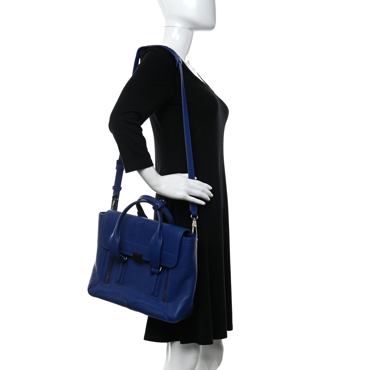 3.1 Phillip Lim Textured Calfskin Medium Pashli Satchel Cobalt 2 of 12