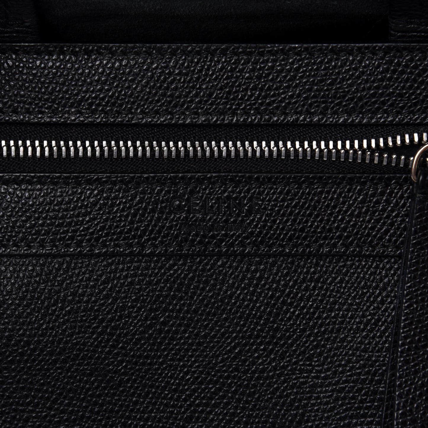 Grained Calfskin Small Vertical Cabas Black