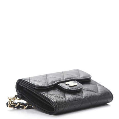 Chanel Caviar Quilted Flap Card Holder Chain Wristlet Black 4 of 9