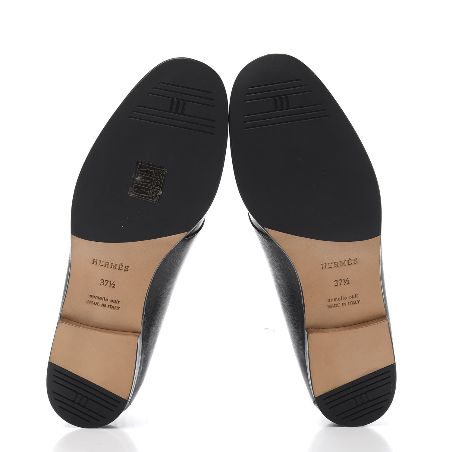 Hermes Goatskin Womens Ancora Moccasin Loafers 37.5 Black 5 of 9