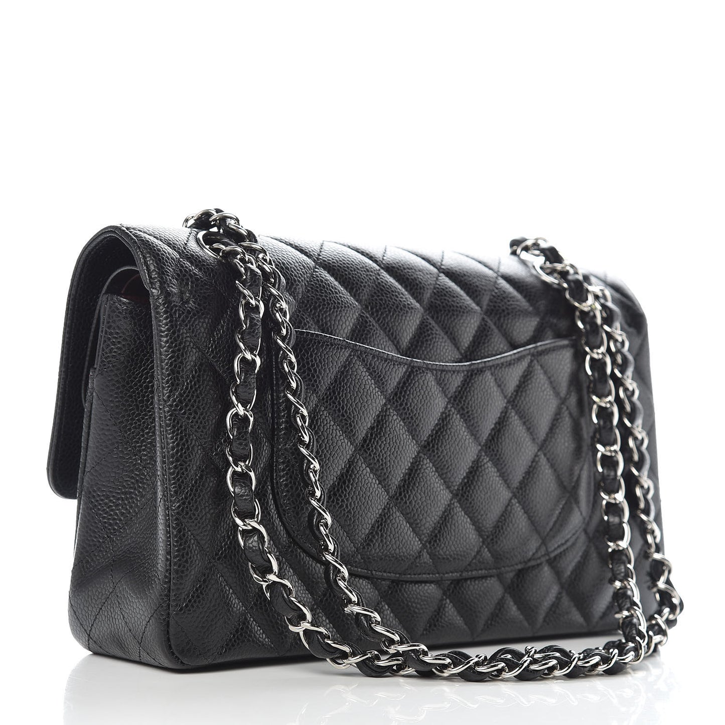 Caviar Quilted Medium Double Flap Black
