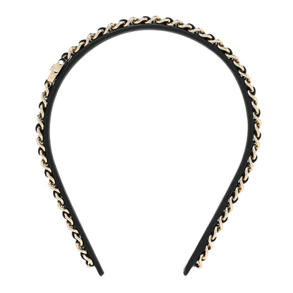 Chanel Metal Lambskin CC Turnlock Chain Headband Gold Black 2 of 6