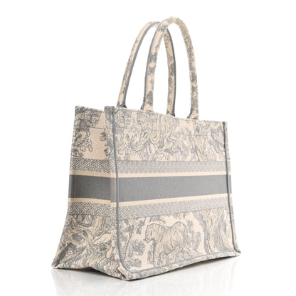 Christian Dior Canvas Embroidered Medium Dioriviera Toile De Jouy Book Tote Gray 3 of 14