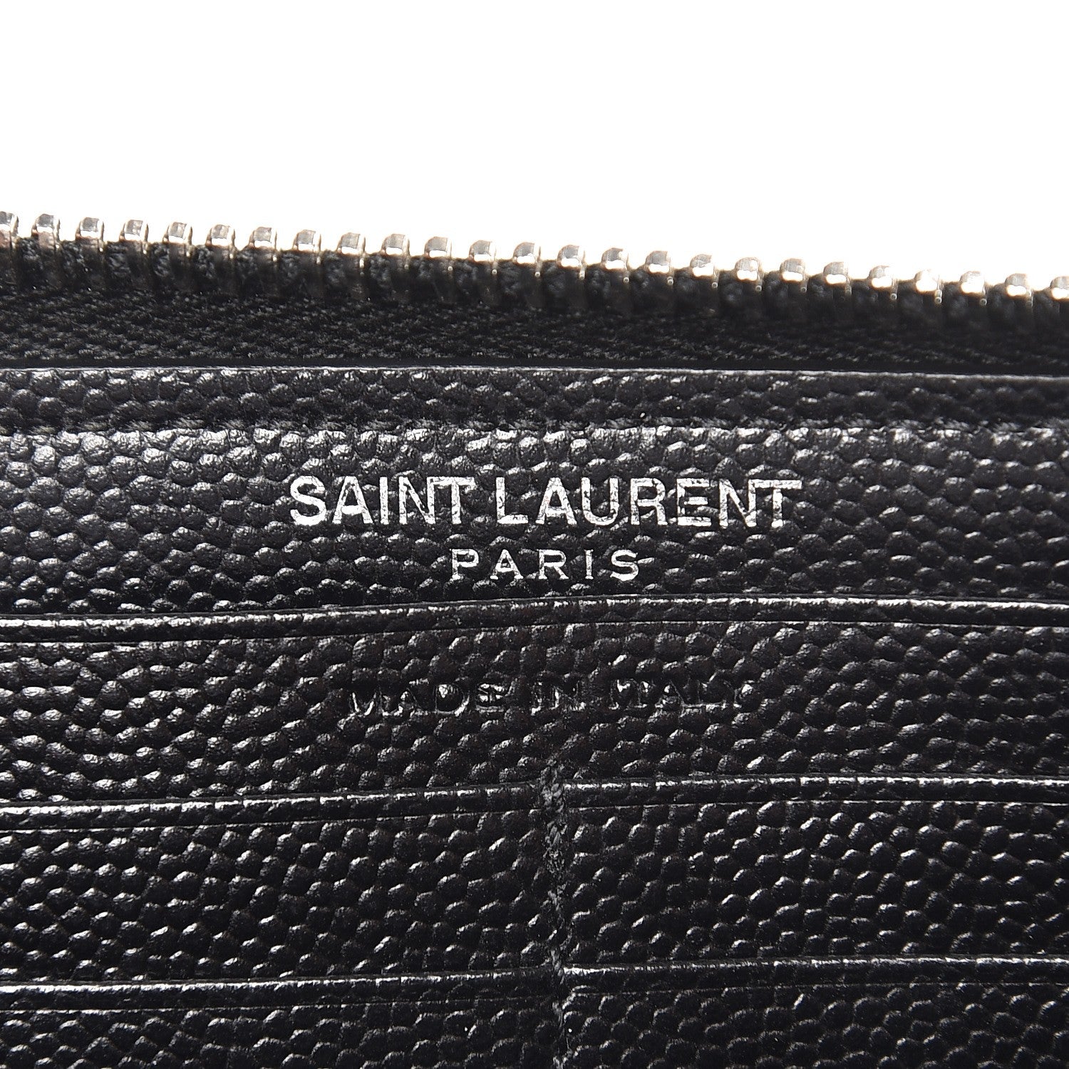 Saint Laurent Grain De Poudre Matelasse Chevron Monogram Zip Around Wallet Black 6 of 7