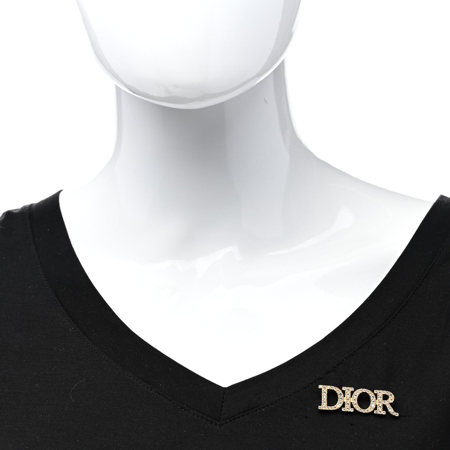 Crystal Dior Logo Brooch Gold