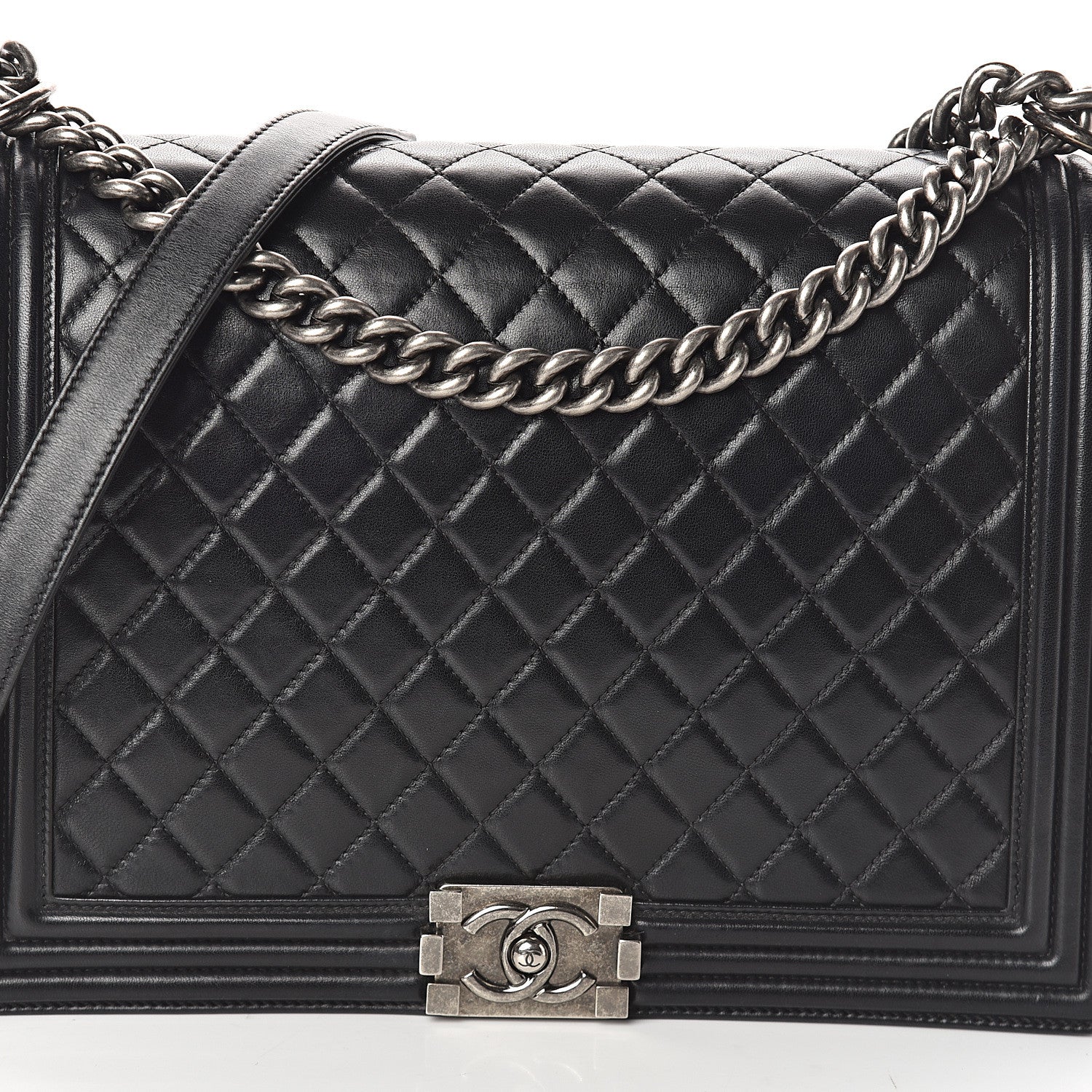 Chanel Lambskin Quilted Large Boy Flap Black 7 of 9