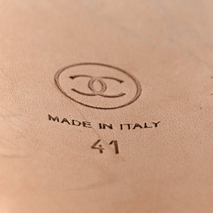 Chanel Lambskin Grosgrain Cap Toe CC Slingback Sandals 41 Black Silver 6 of 7