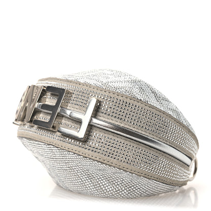 Fendi Crystal Vitello Laminato Suede FF Nano Fendigraphy Hobo Charm Grey 10 of 11