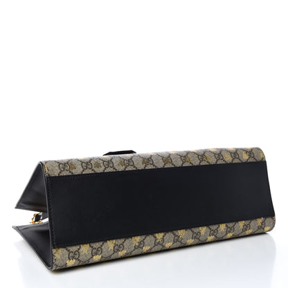Gucci GG Supreme Monogram Bees Medium Padlock Tote Beige Oro Black 4 of 9