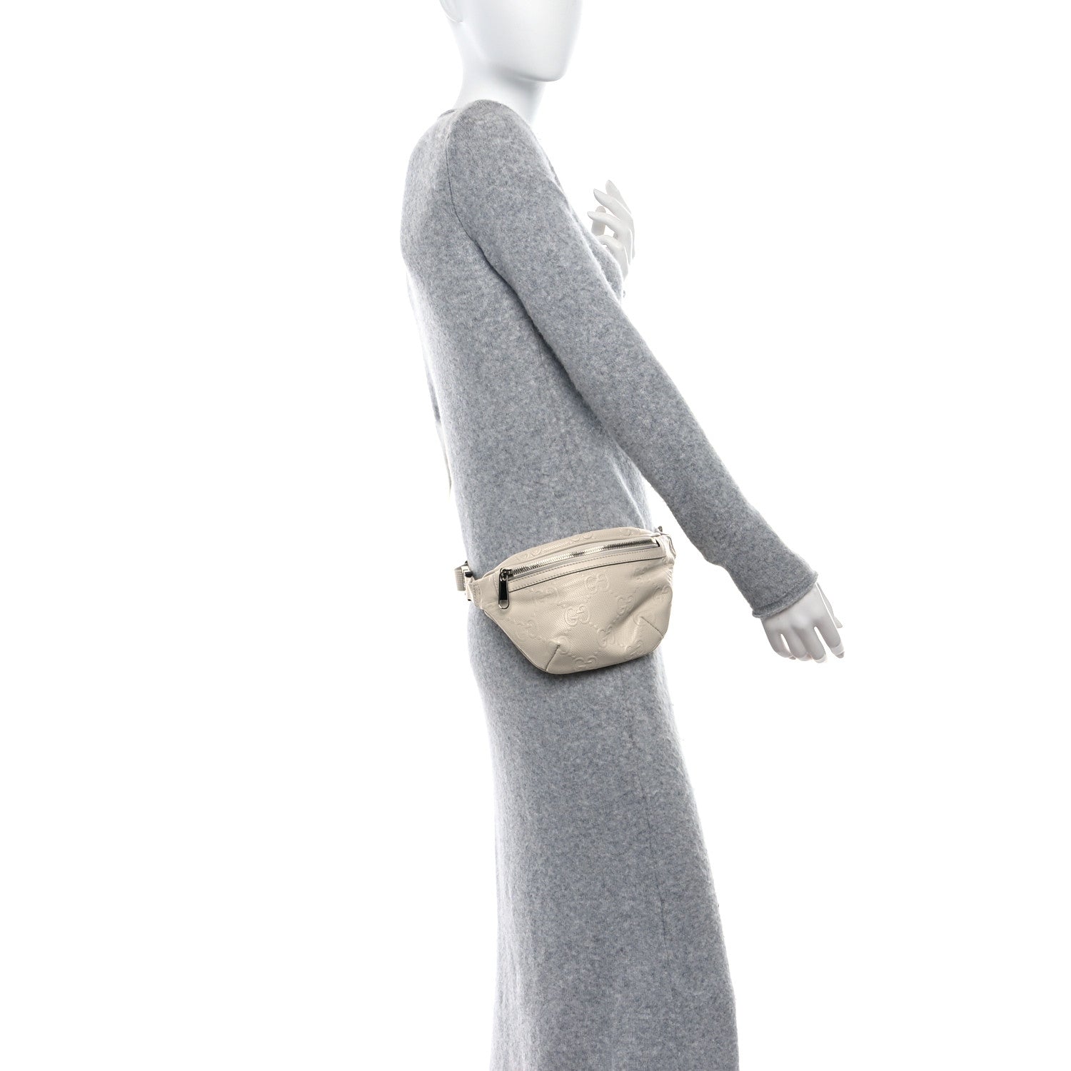 Gucci Calfskin GG Tennis Embossed Belt Bag Mystic White 2 of 11
