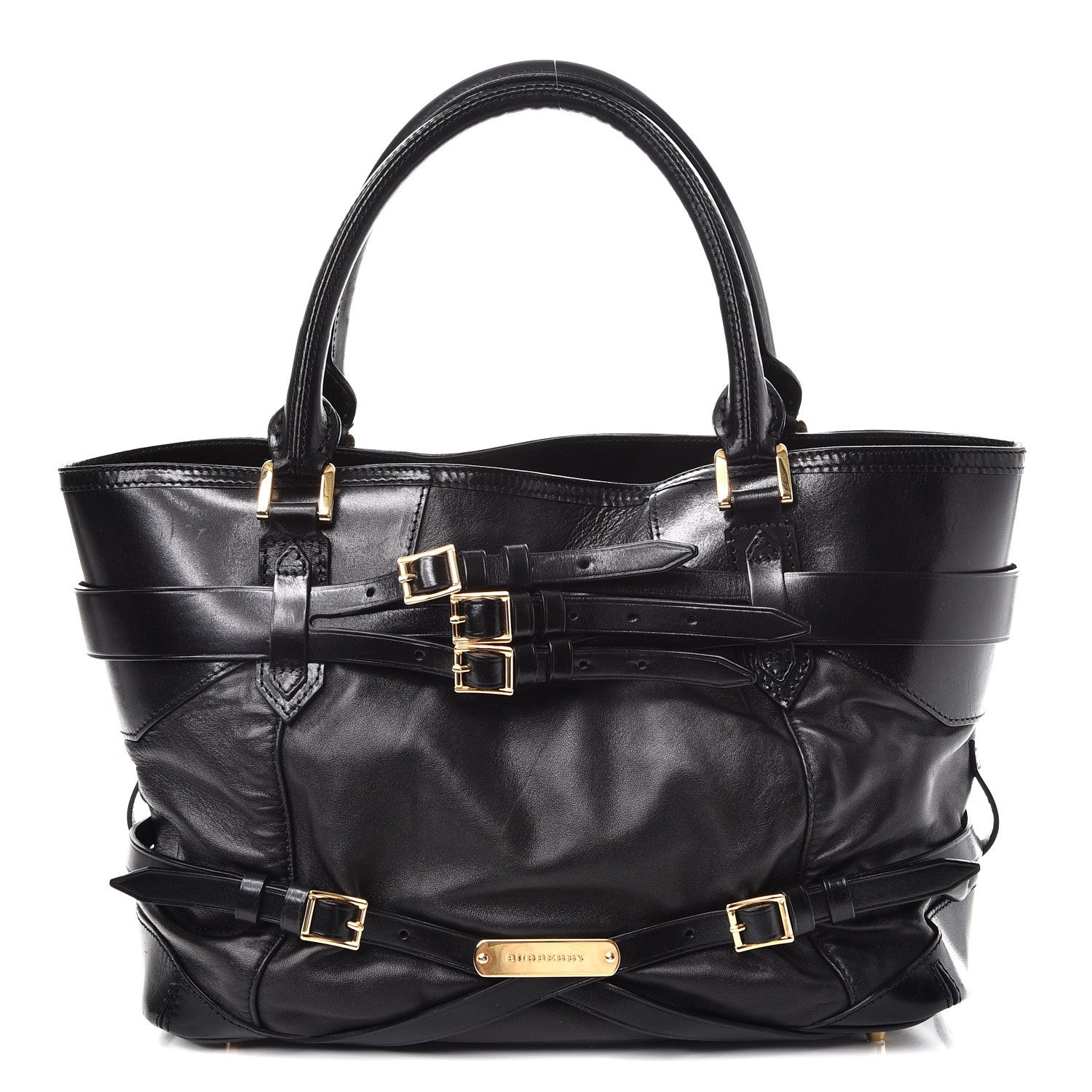 Burberry Lambskin Bridle Calfskin Medium Landscape Lynher Tote Black 1 of 9