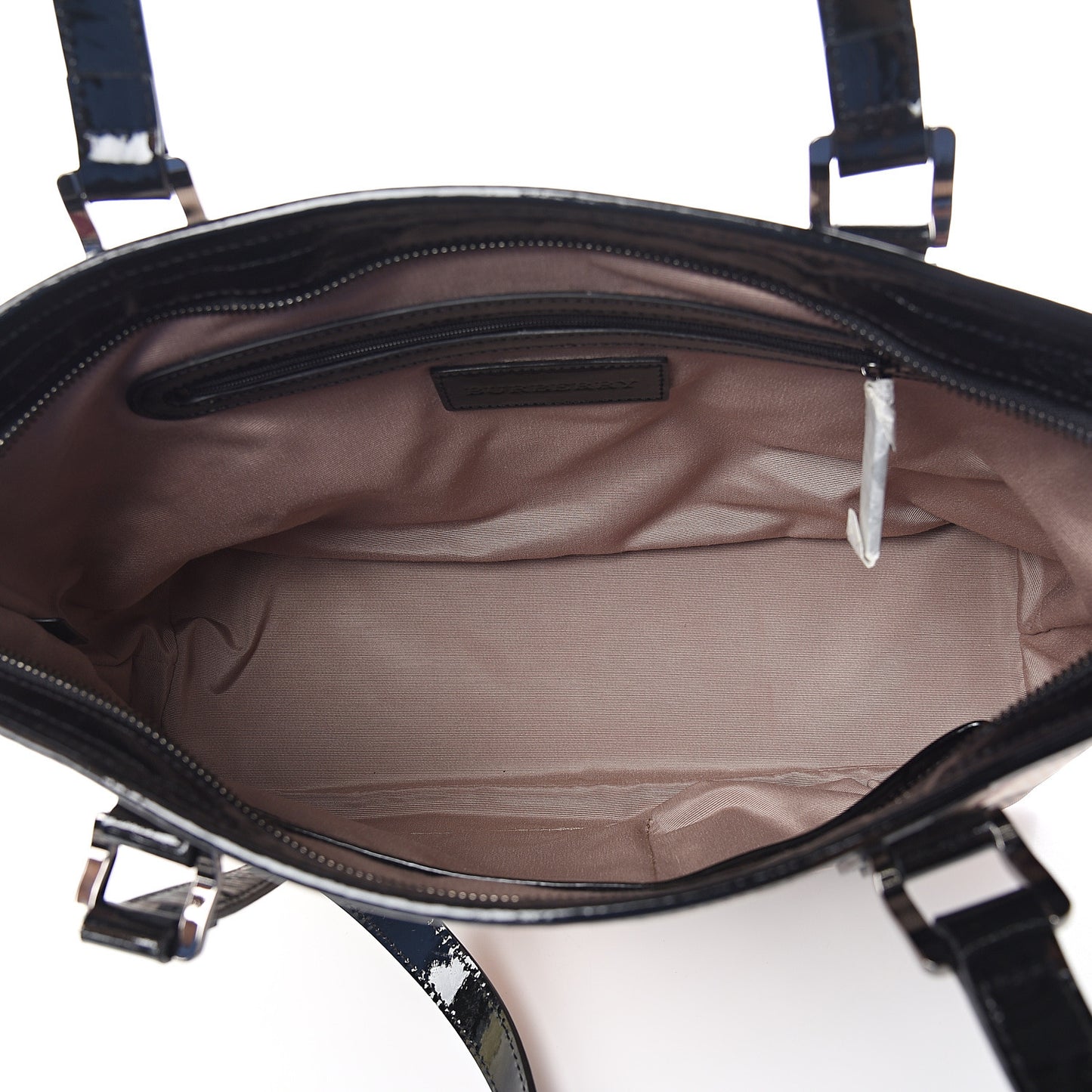 Patent Trim Nova Check Shopper Tote Black