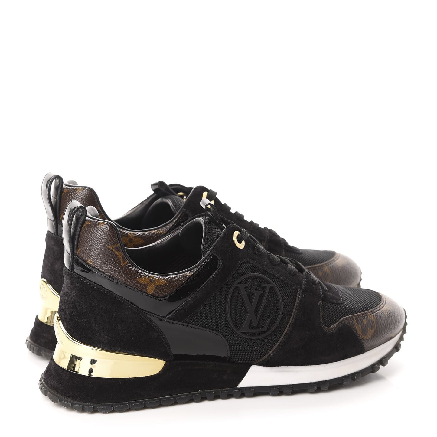 Suede Monogram Run Away Sneakers 36 Black