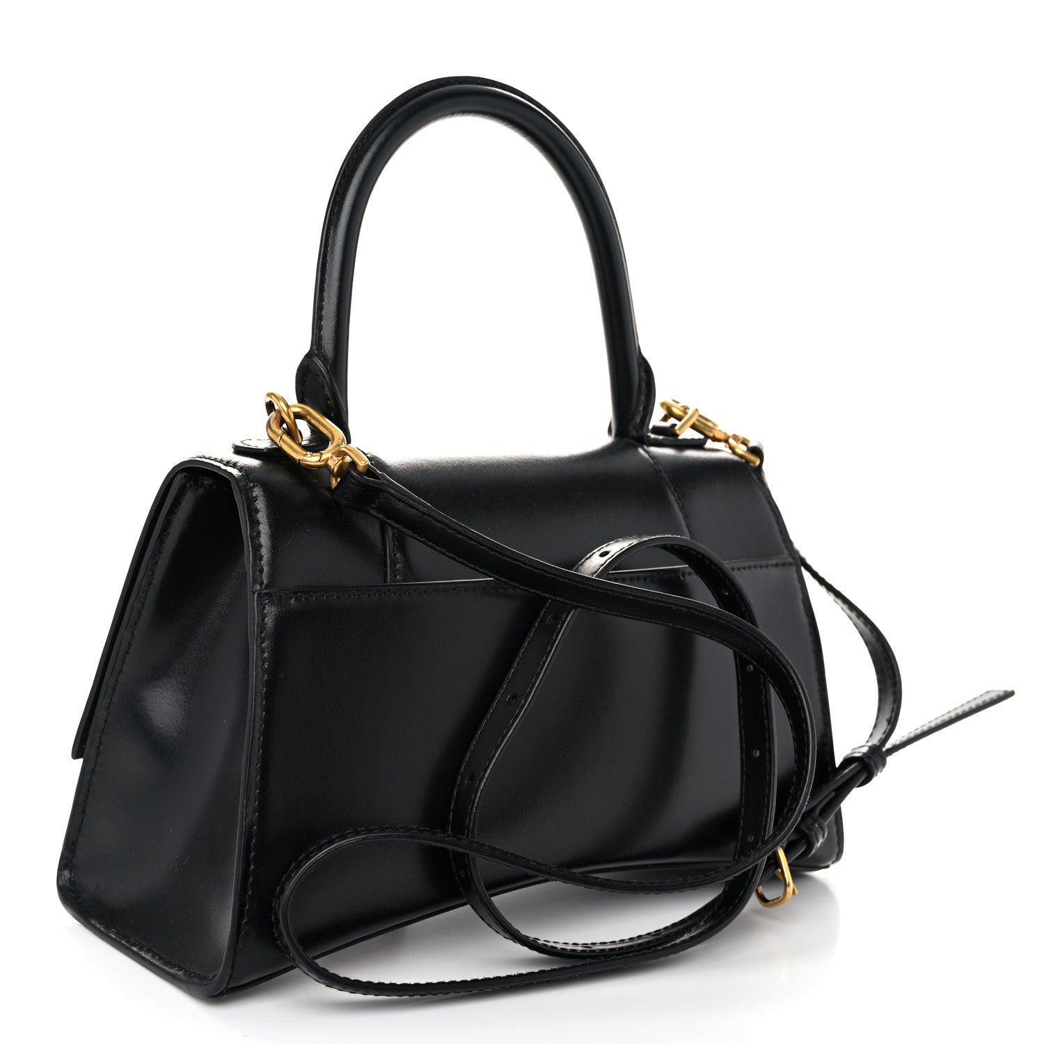 Balenciaga Shiny Box Calfskin Small Hourglass Top Handle Bag Black 3 of 9
