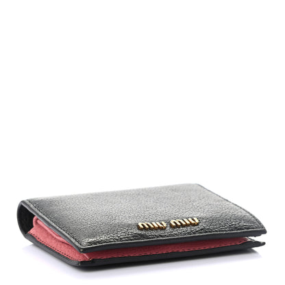 Miu Miu Goatskin Madras Small Wallet Black Rosa 4 of 7