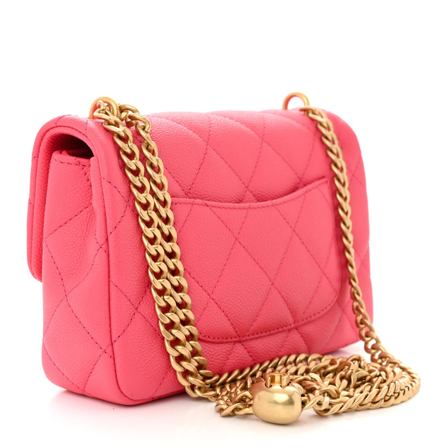 Caviar Quilted Sweetheart Mini Rectangular Flap Pink