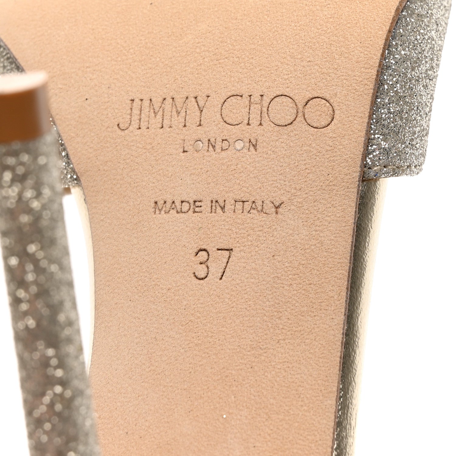 Jimmy Choo Dusty Glitter Crystal Saeda 100 Pumps 37 Platinum Ice 7 of 7