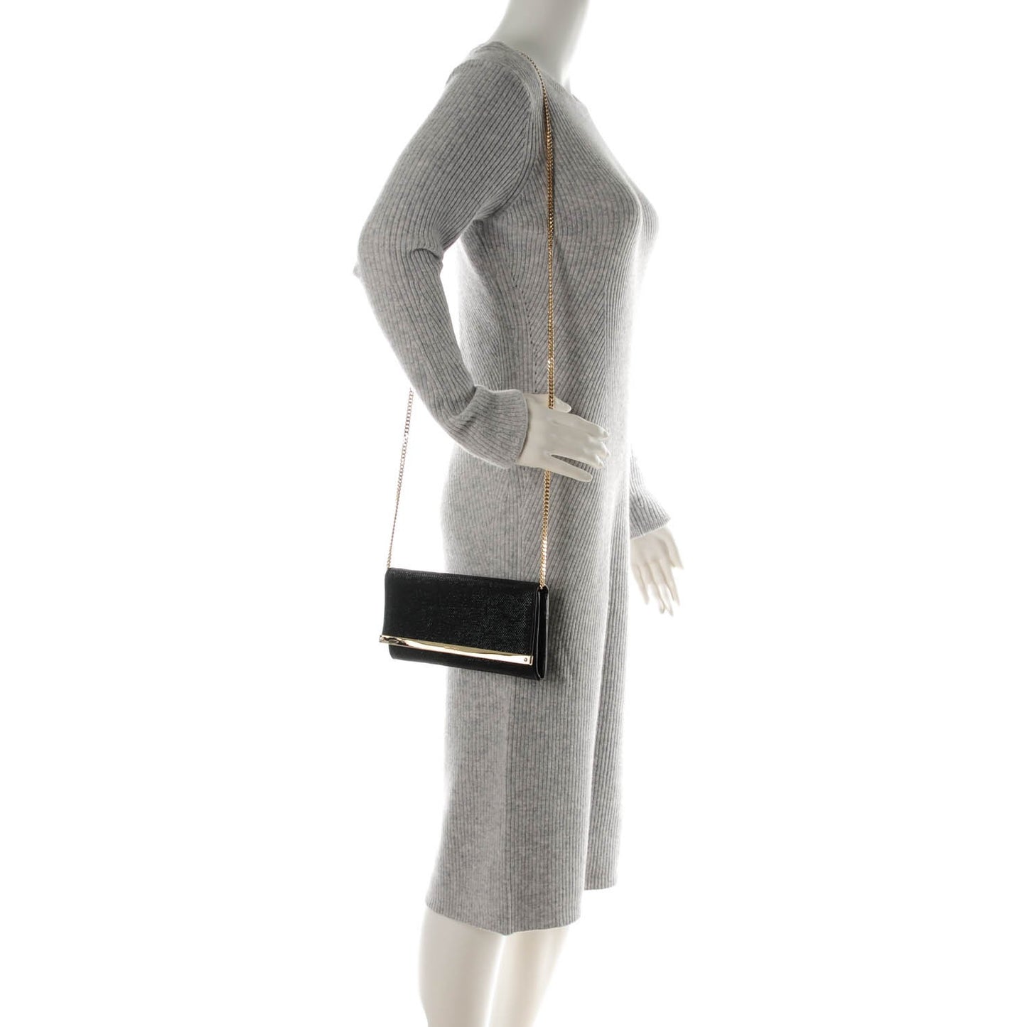 Canvas Glitter Milla Wallet on Chain Black