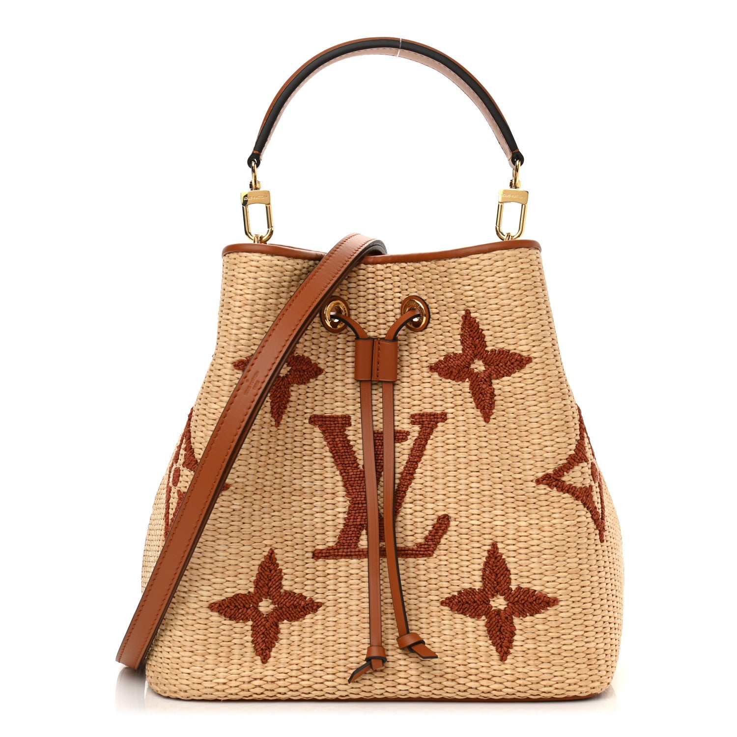 Louis Vuitton Raffia Calfskin Monogram Neonoe MM Tan 1 of 9