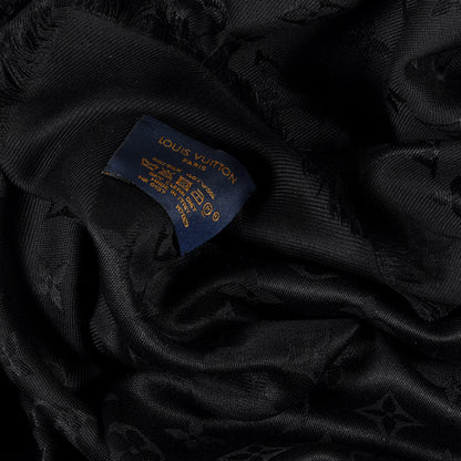 Louis Vuitton Silk Lurex Wool Monogram Shine Shawl Black 4 of 4