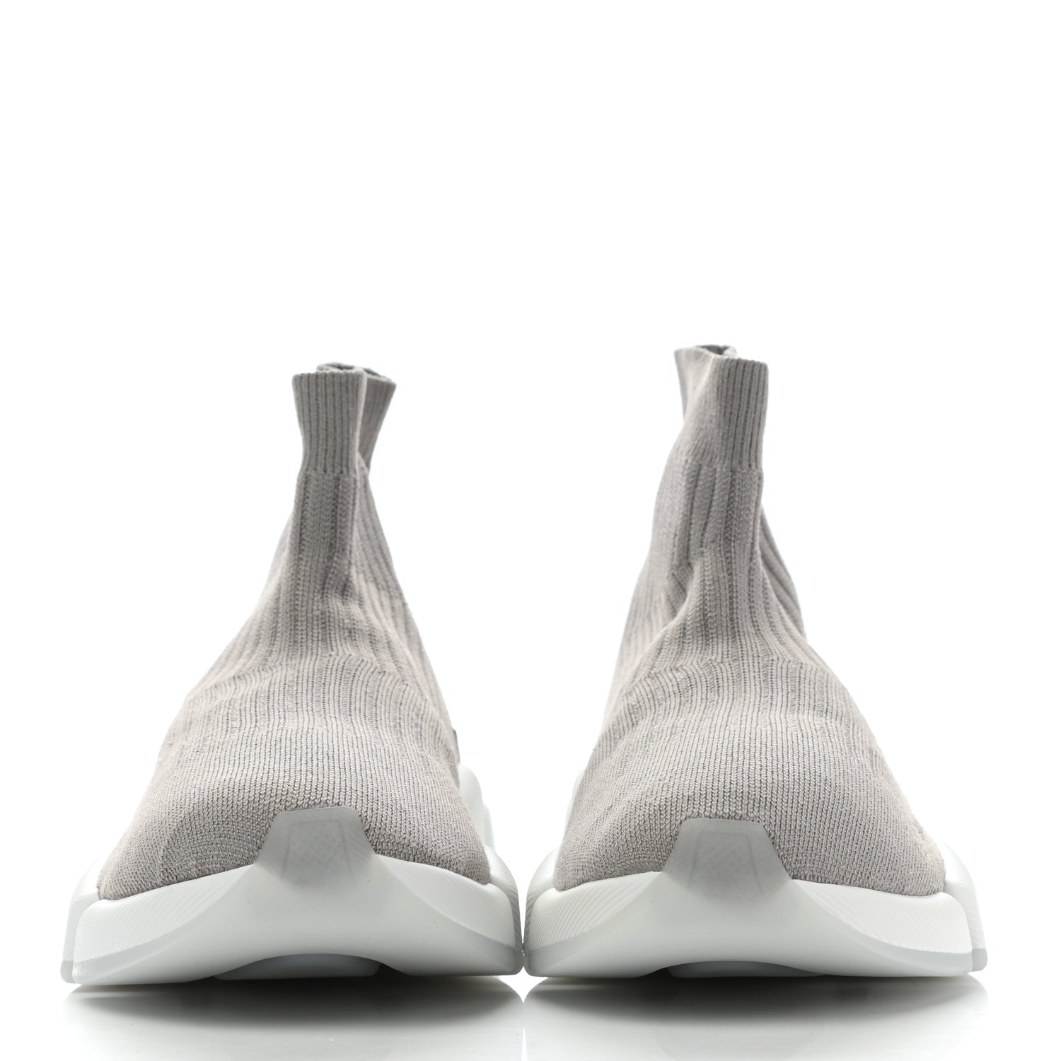 Balenciaga Ribbed Knit Womens Speed 2.0 Transparent Sole Sneakers 41 Baltic Grey White 2 of 8